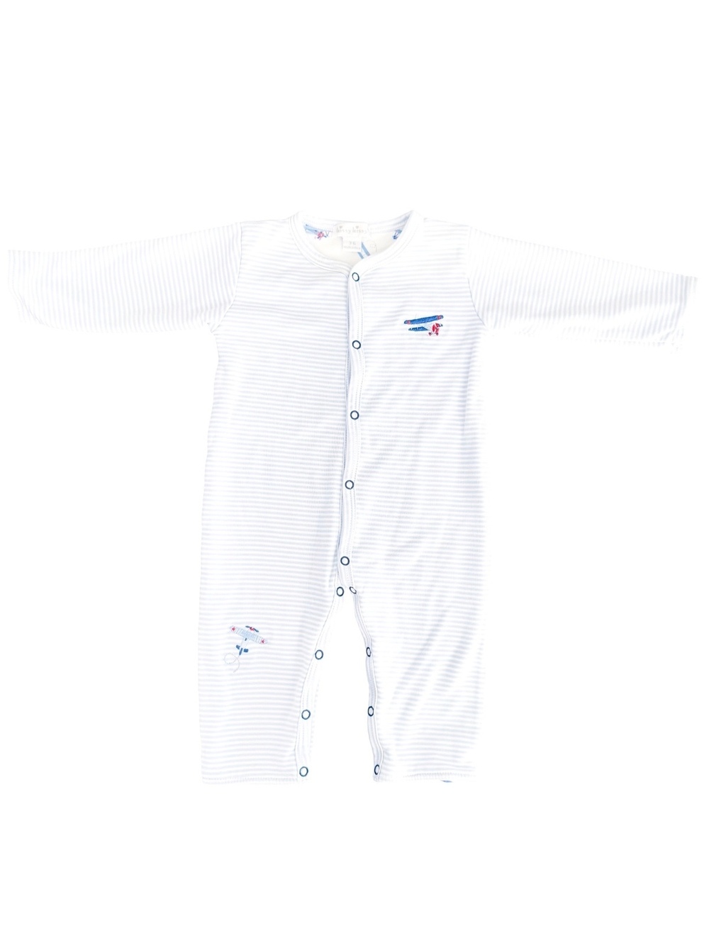 Kissy Kissy Baby Boy Airplane Footie 3-6M Blue Stripe Pima Cotton Sleeper